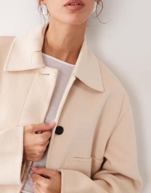 Mango wool mix short jacket in ecru, 3 of 4