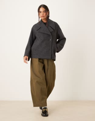 Mango Wool Mix Short Tailored Jacket In Gray