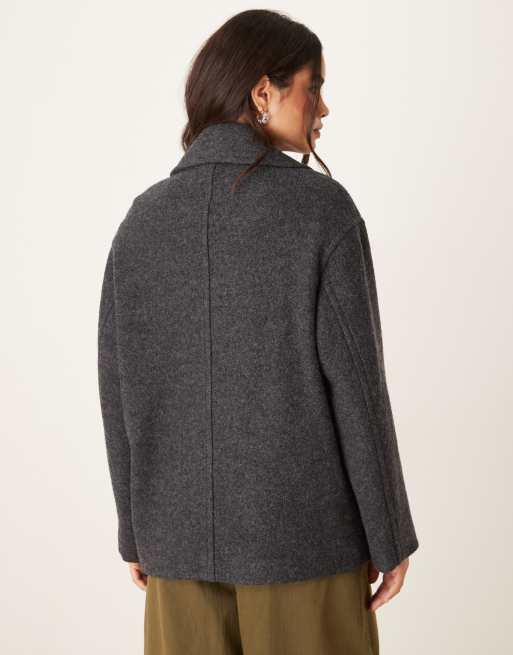Mango wool mix short tailored jacket in gray, 4 of 4