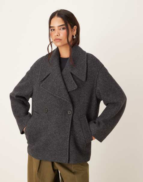 Mango wool mix short tailored jacket in grey - view 1