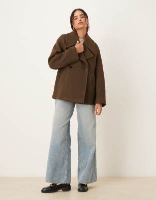 Mango Wool Mix Short Tailored Jacket In Brown