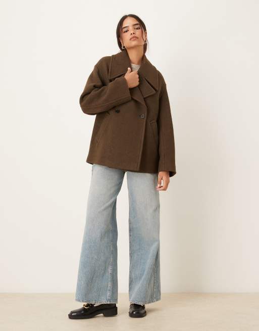 Mango wool mix short tailored jacket in khaki, 2 of 4