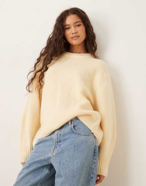 Mango wool mix soft touch sweater in butter yellow - view 1