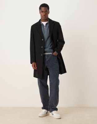 Mango Wool Mix Tailored Coat In Black