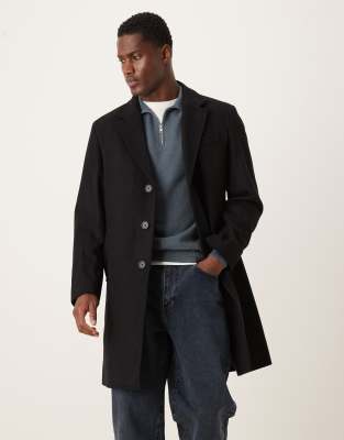 Mango Wool Mix Tailored Coat In Black