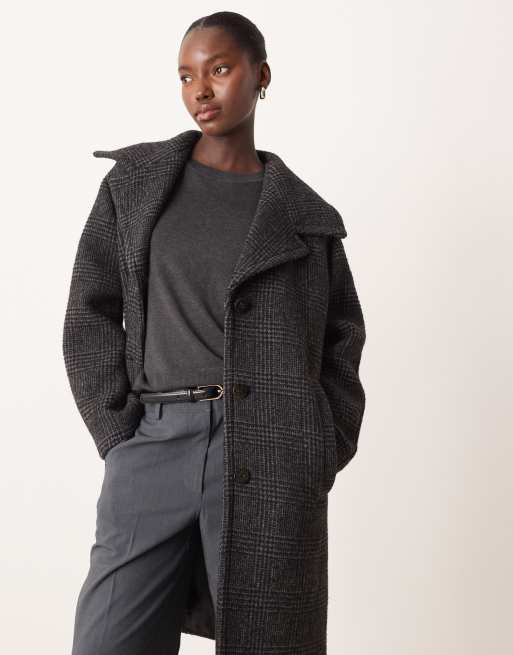 Mango wool mix tailored coat in charcoal check, 2 of 4