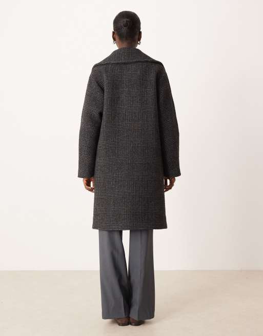 Mango wool mix tailored coat in charcoal check, 4 of 4