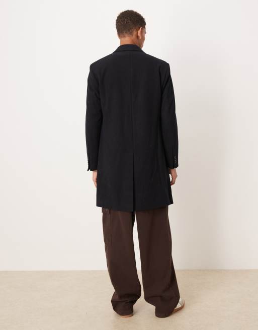 Mango wool mix tailored coat in navy, 3 of 5
