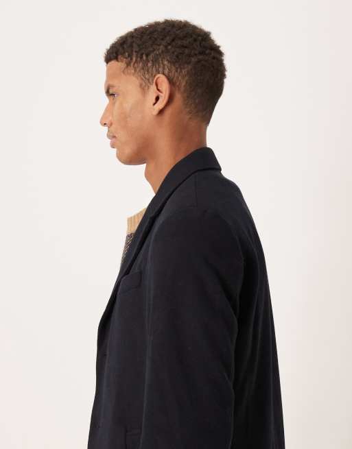 Mango wool mix tailored coat in navy, 4 of 5