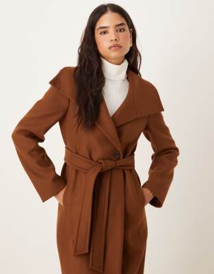 Mango Wool Mix Tailored Coat With Oversized Collar In Brown