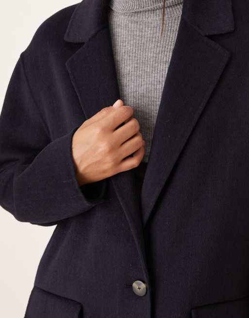 Mango wool mix tailored jacket in navy, 3 of 4