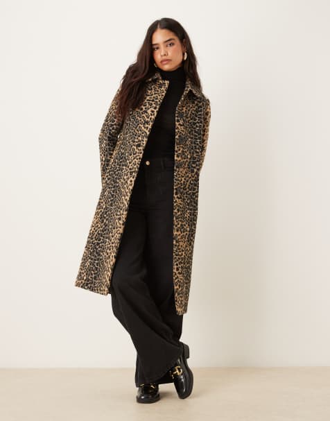 Mango wool mix tailored maxi coat in leopard print - view 1