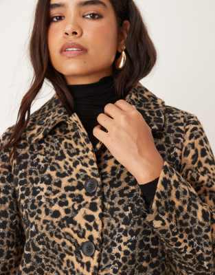 Mango Wool Mix Tailored Maxi Coat In Animal Print