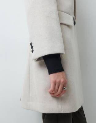 Mango Wool Mix Tailored Midi Coat In White