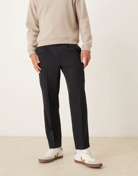 Mango wool mix tailored trouser in black - view 1