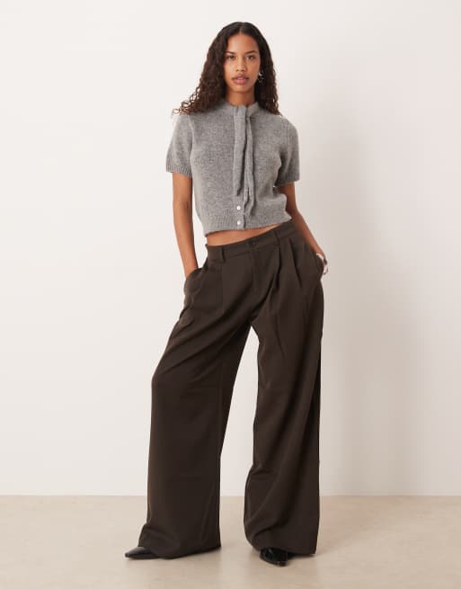 Mango wool mix tie neck short sleeve cardigan in grey, 2 of 4