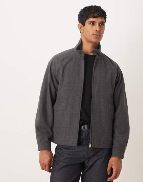 Mango wool mix zip up jacket in dark gray - view 1