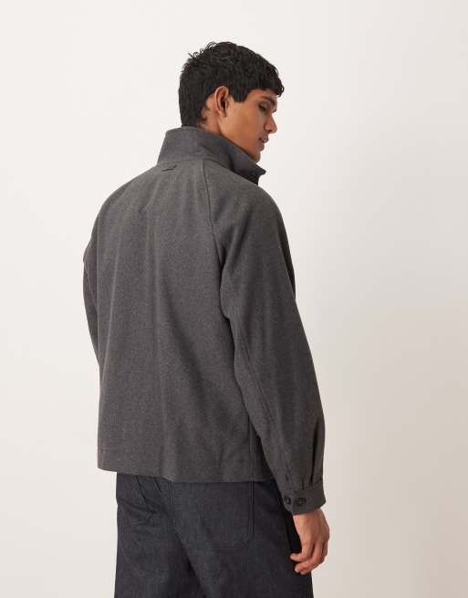 Mango wool mix zip up jacket in dark gray, 3 of 5