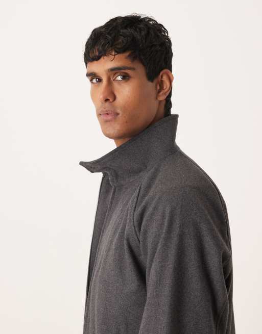 Mango wool mix zip up jacket in dark gray, 4 of 5
