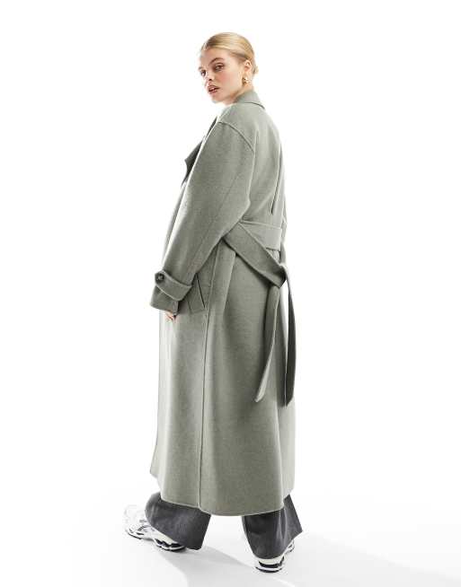 NA-KD oversized dropped shoulder trench coat in khaki