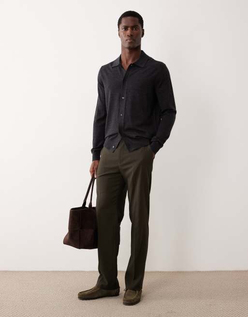 Mango wool polo shirt in charcoal, 2 of 5