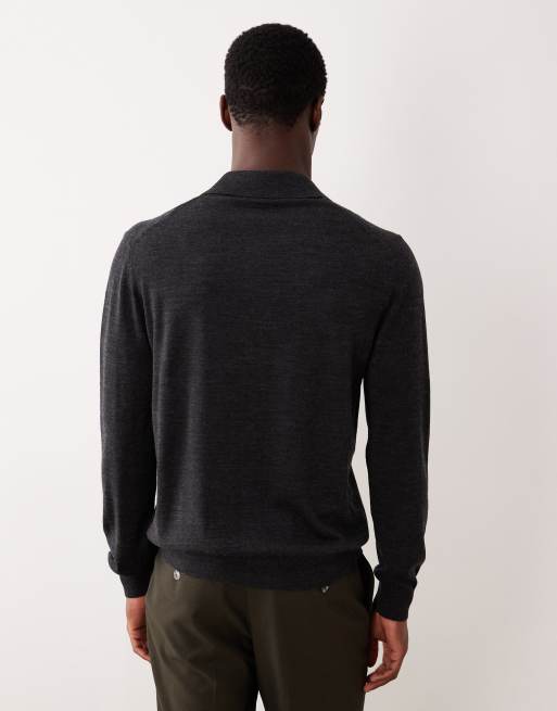 Mango wool polo shirt in charcoal, 3 of 5