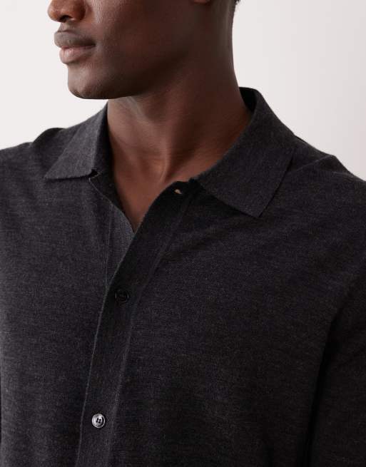 Mango wool polo shirt in charcoal, 5 of 5