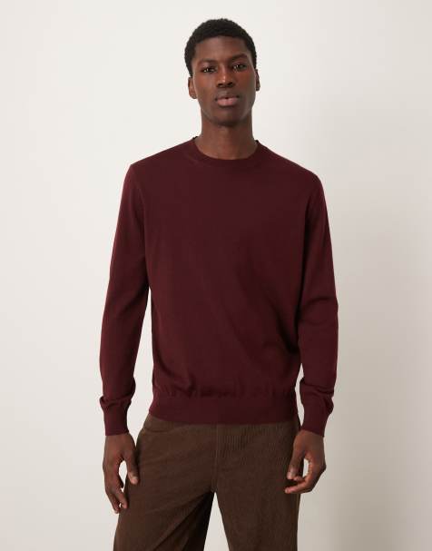 Mango wool round neck jumper in dark red - view 1