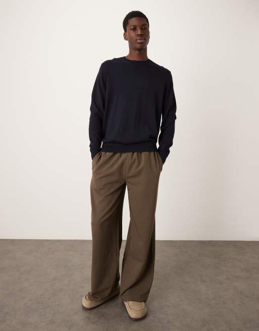 Mango wool round neck jumper in navy , 2 of 5