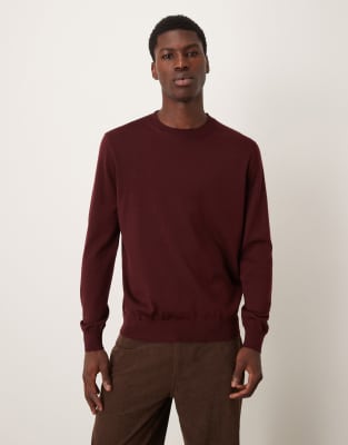 Mango Crewneck Wool Sweater In Brown
