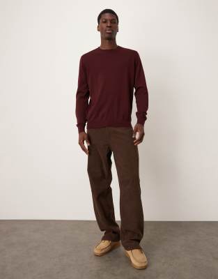 Mango Crewneck Wool Sweater In Brown