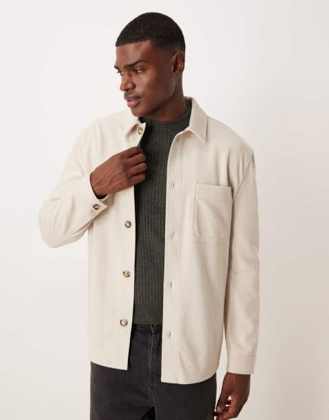 Mango wool textured overshirt in cream - view 1