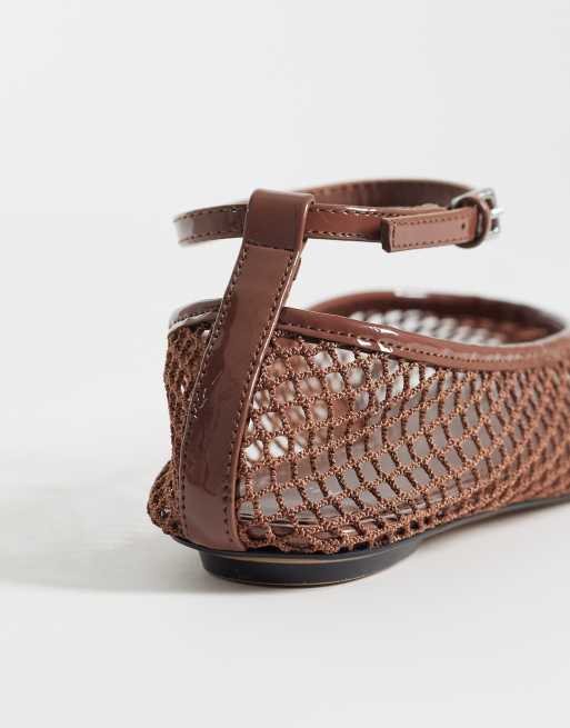 Mango woven ankle tie flat shoe in brown , 4 of 4