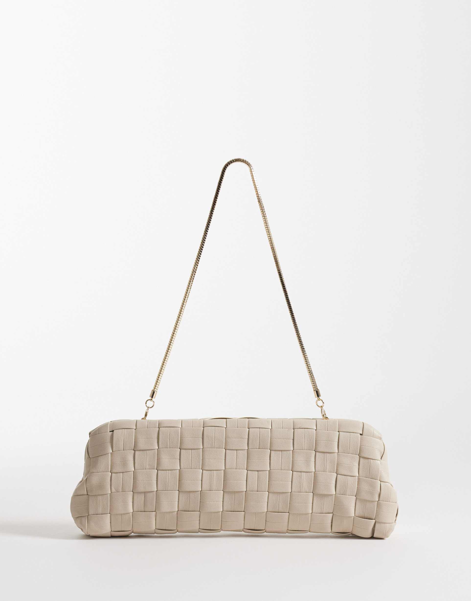 mango woven faux leather bag in oat