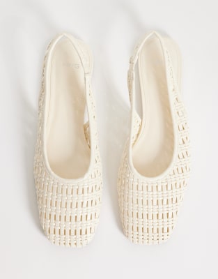 Mango Woven Flat Slingback Shoe In Multi
