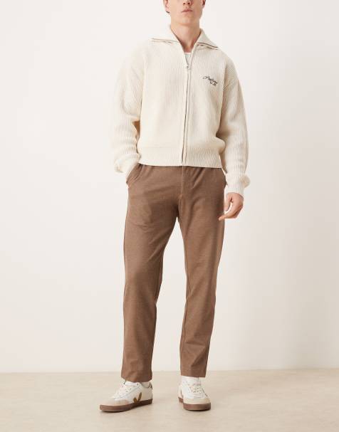 Mango woven jogger in brown - view 1
