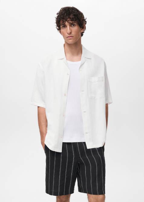 Mango woven short sleeve shirt in white - view 1