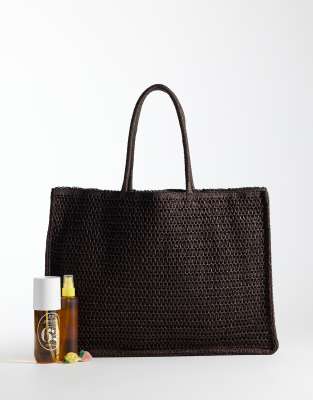 Mango Woven Shoulder Bag In Pattern