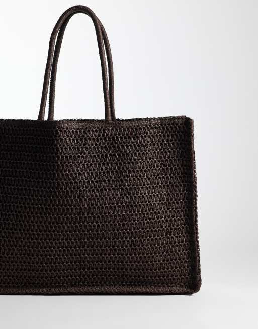 Mango woven shoulder bag in brown, 4 of 4