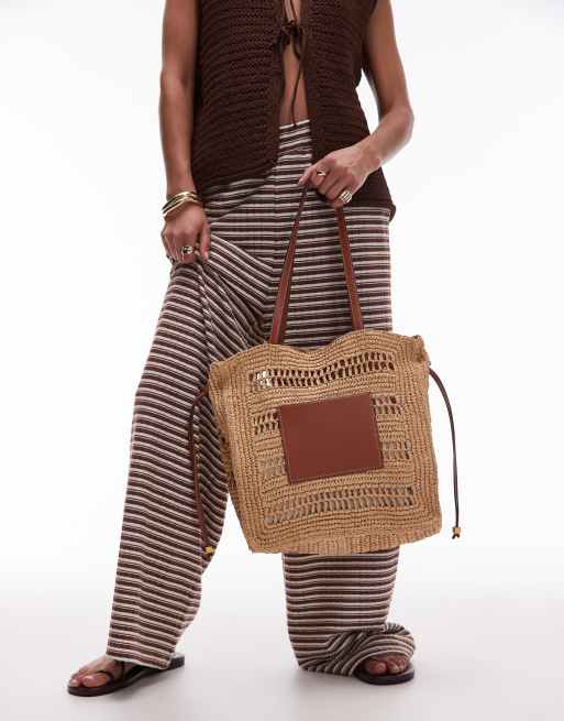 Mango woven straw tote bag in tan | ASOS