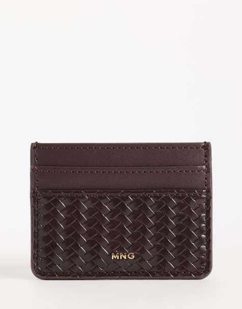 Mango woven textured card holder in brown - view 1