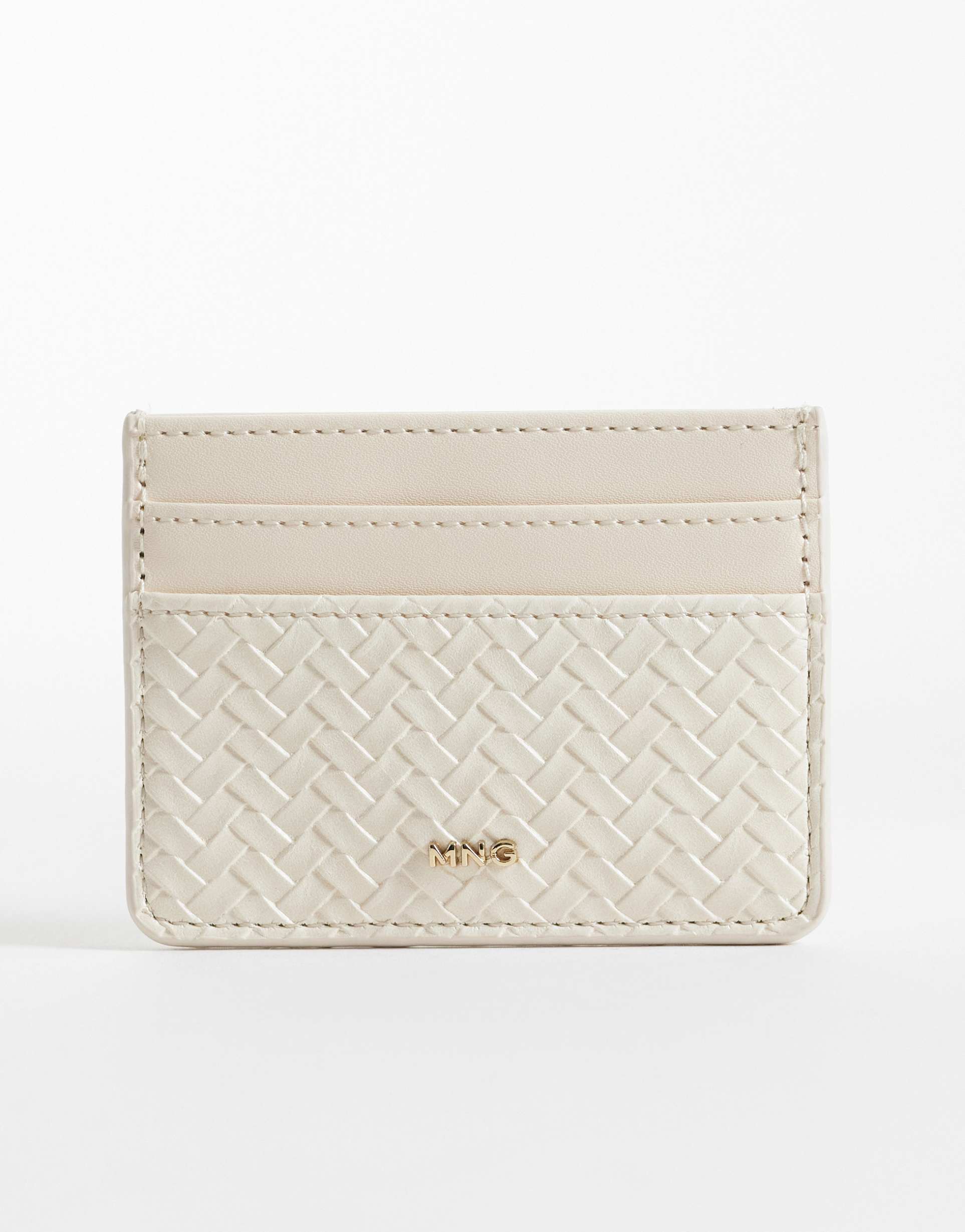 mango woven textured card holder in oat