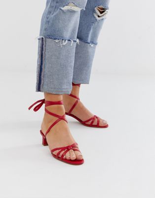 red wrap sandals