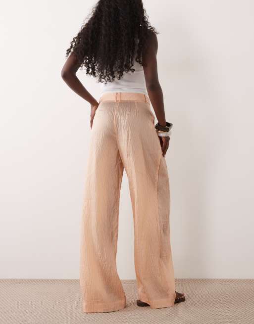 Mango wrap detail relaxed tailored pants in orange striped print, 5 of 5