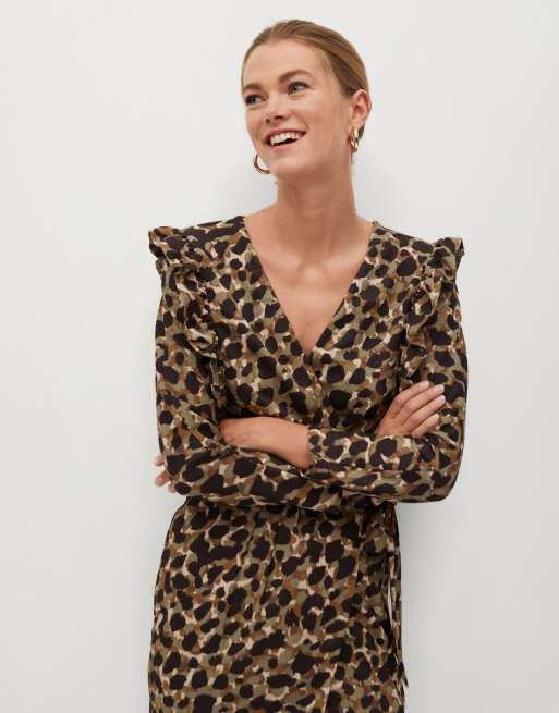 Mango leopard 2025 wrap dress