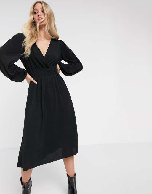 Mango black wrap dress sale