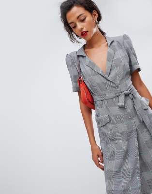mango check wrap dress