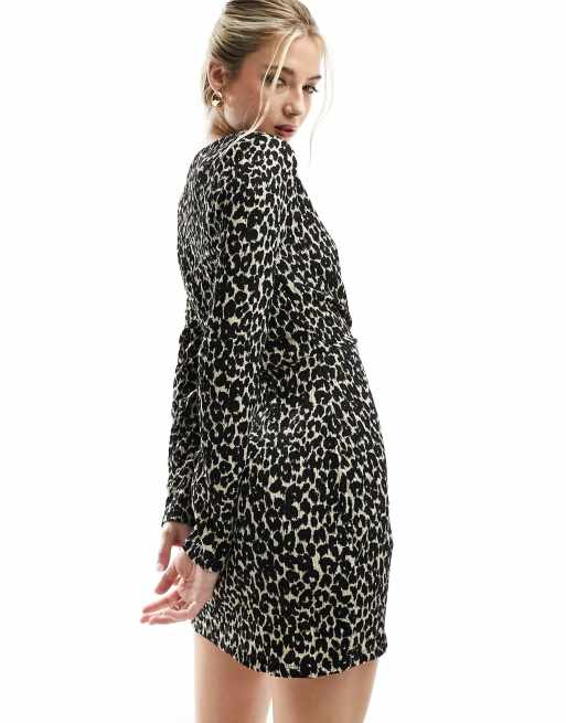 Mango leopard wrap fashion dress