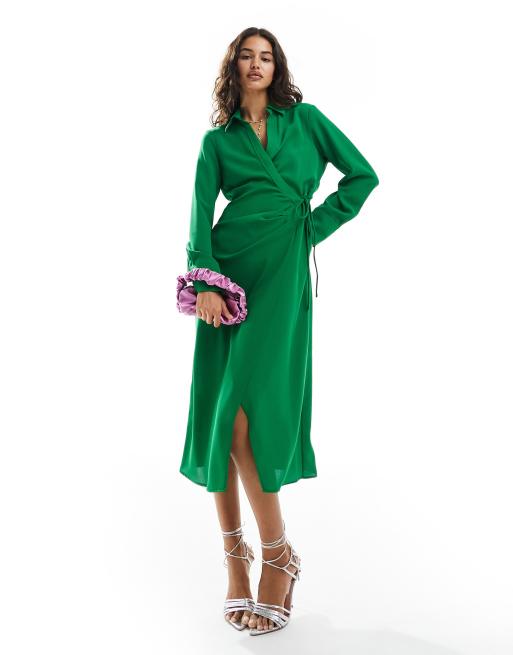 mango wrapped satin dress MANGO Women's Wrapped Satin Dress