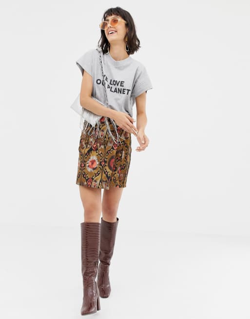 Mango wrap skirt in abstract print ASOS